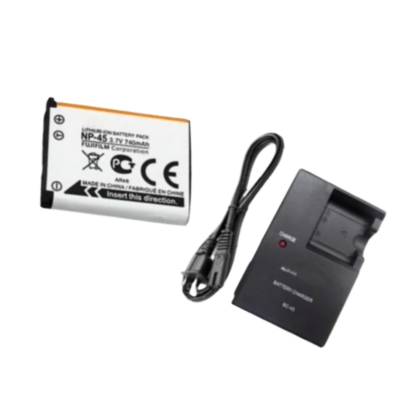 New Li-40B NP-45 3.7V 740mAh Replacement Camera Battery +Charger for FUJIFILM NP-45 NP-45S NP-45A 45B  for Olympus Li 40B Li-42B
