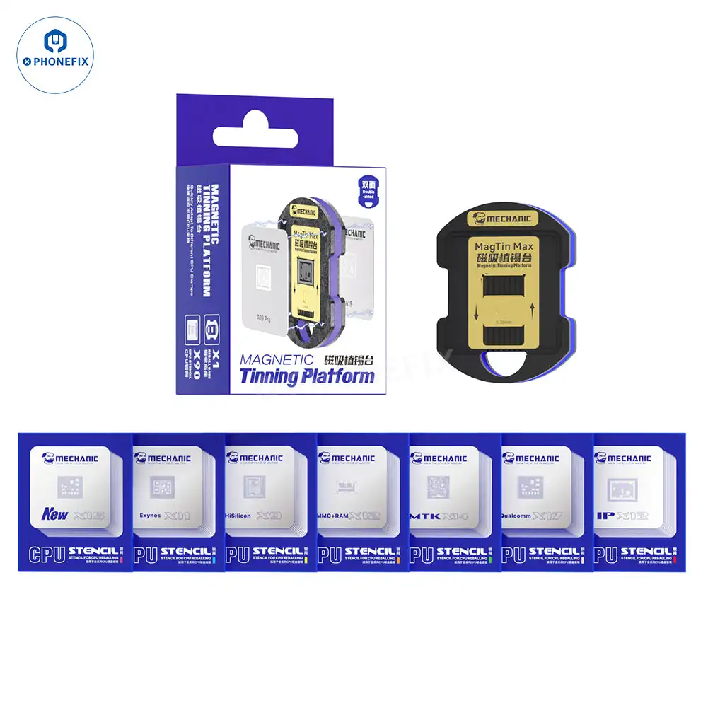 MECHANIC MagTin Max Magnetic Dual-Sided Reballing Platform Set for iPhone CPU Snapdragon HiSilicon Series 75PCS Stencil Set