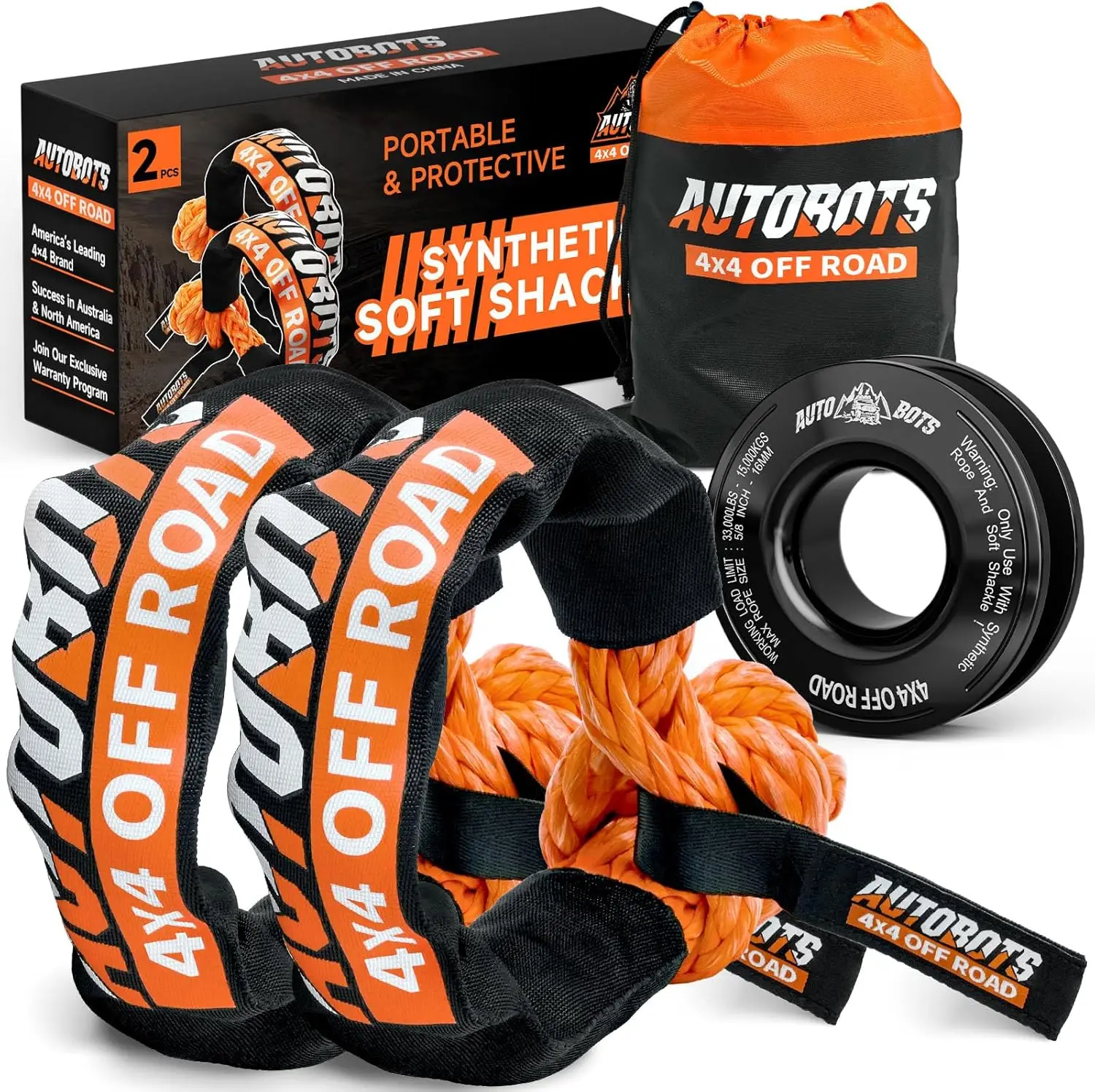 

Комплект мягких шакл-тросов 3/4 дюйма с прочностью 66200 фунтов для внедорожников