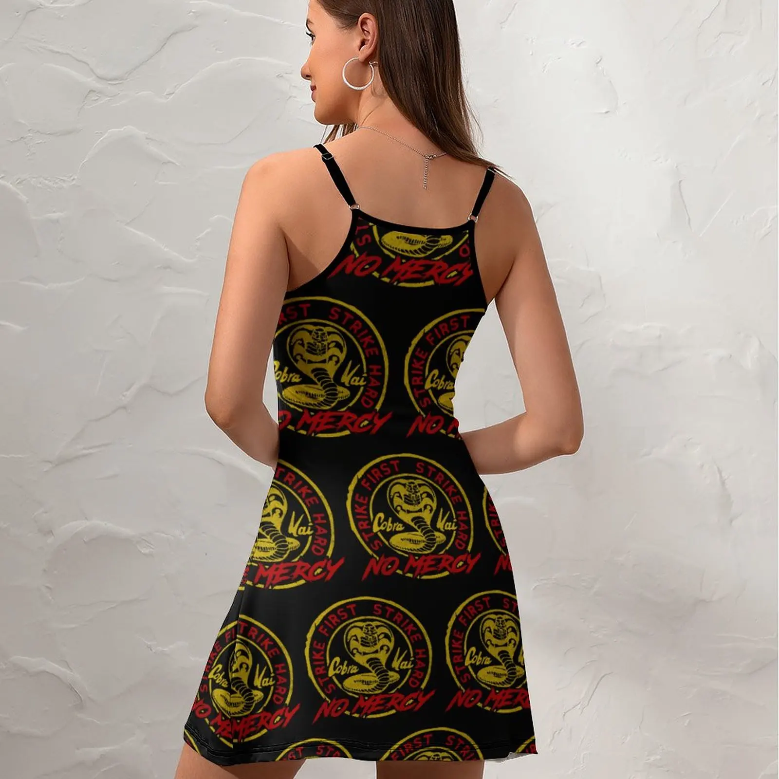 Cobra Kai Strike First Strike Hard No Mercy  Women's Sling Dress Geeky Strappy Dress Novelty Exotic  Woman's Dress  Clubs