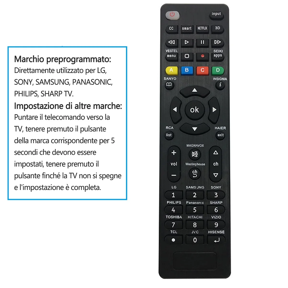 

YP RCG008 Replacement Universal Remote Control for LG For Sony for Samsung for Panasonic ForToshiba For Philips No Light