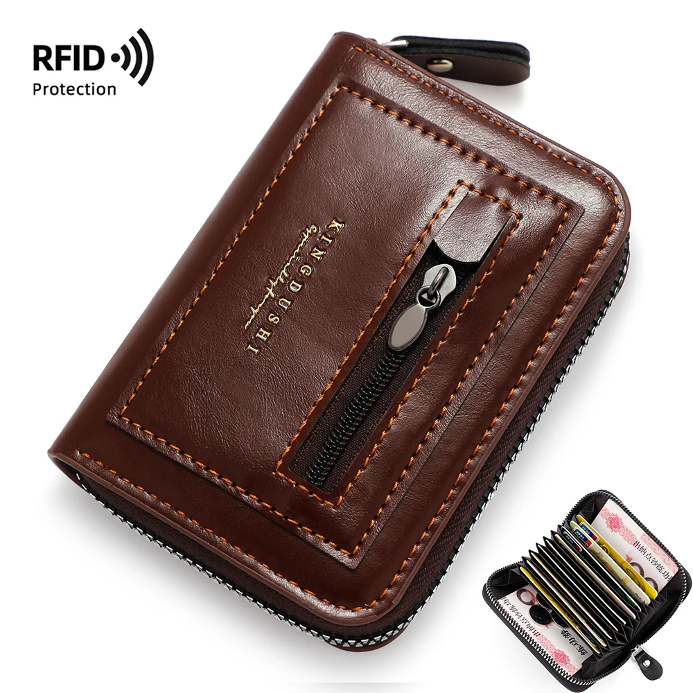 New Men Wallets Top Quailty Organ Card Clips Zipper Male Coin Purses Simple Retro Men Card & Photo Holder Money Clips