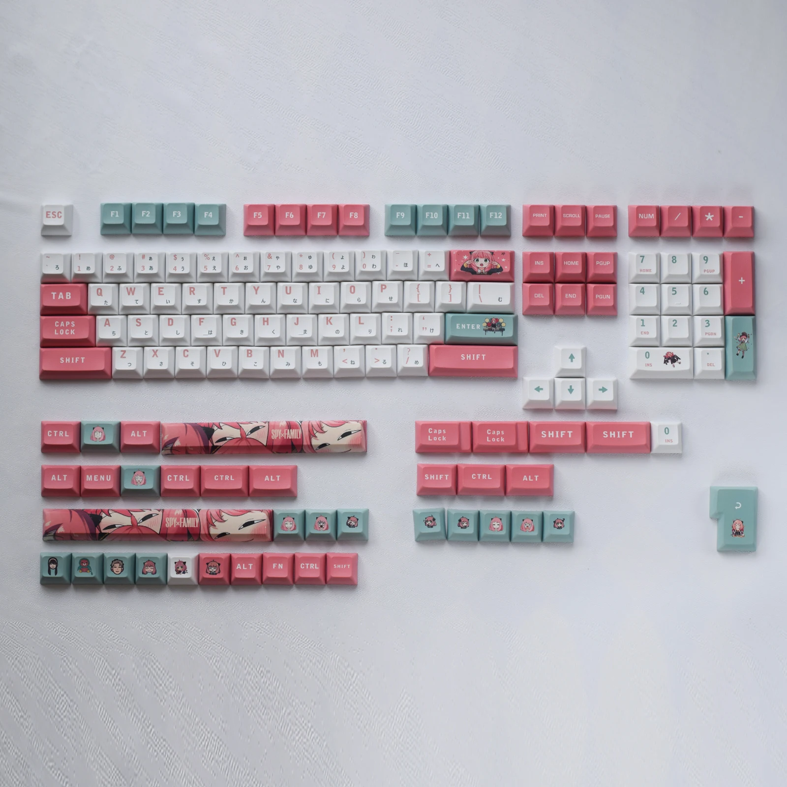 142 Keycaps Pbt Low Profile For Cherry Mx Mechanisch Toetsenbord Double-Shot Schattige Witte Rode Achtergrondverlichting Dye-Sub Key Caps Japanse Anime