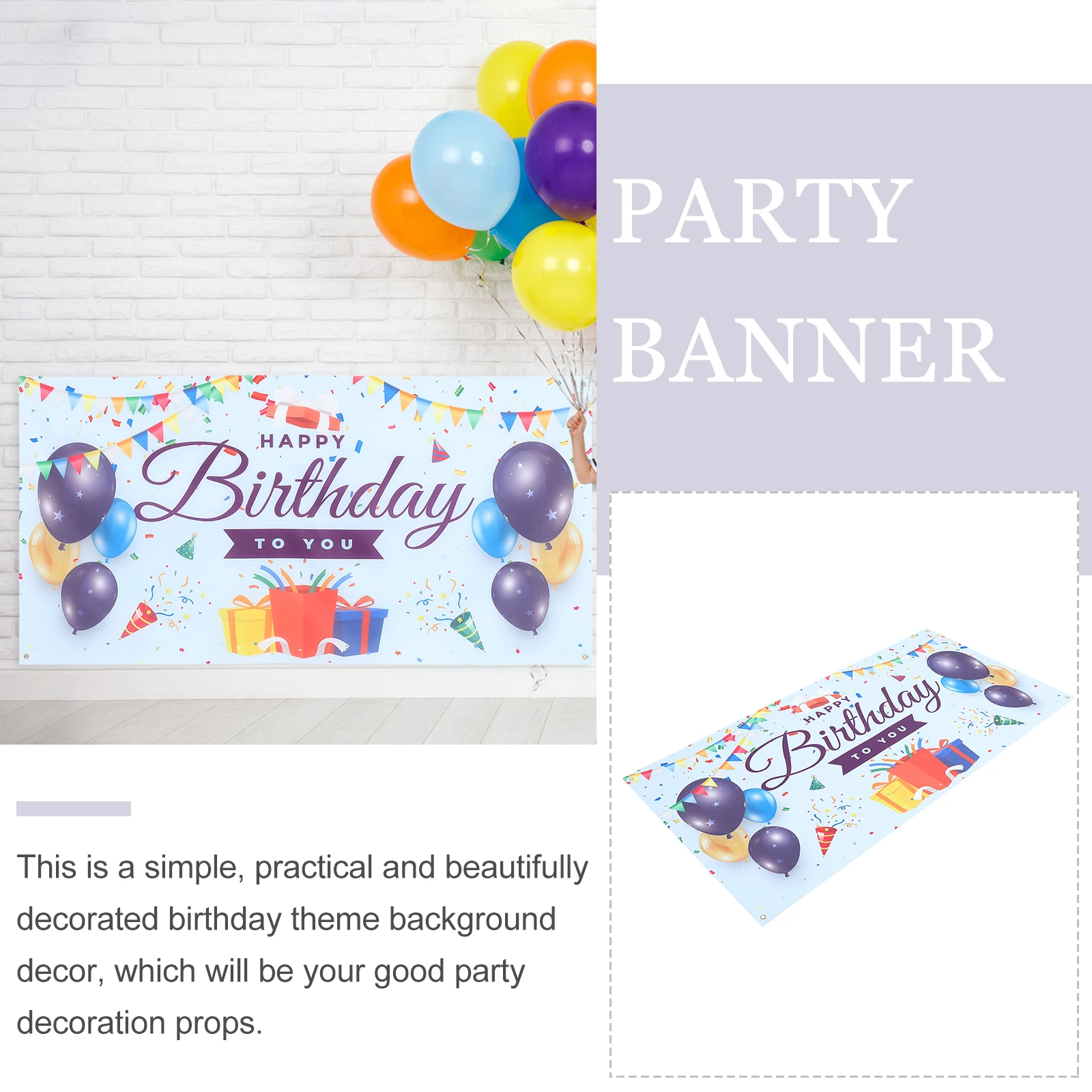 

Happy Birthday Cloth 100D Polyester Birthday Backdrop Lightweight Foldable Party Decor Photo Studio Supplies Set