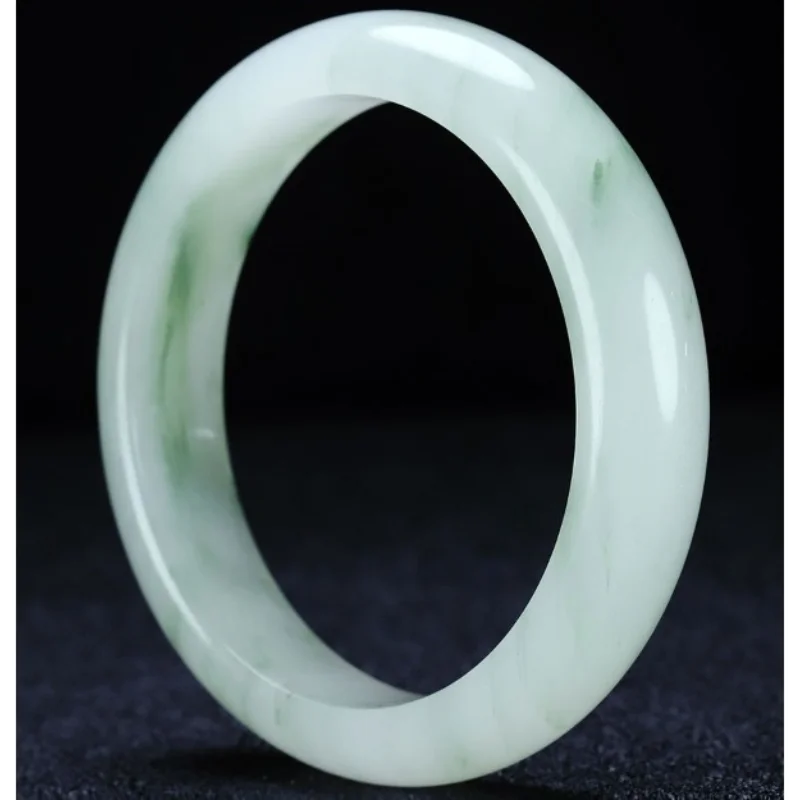 New Tianshan jade bracelet female flat strip jadeite flower jade bracelet