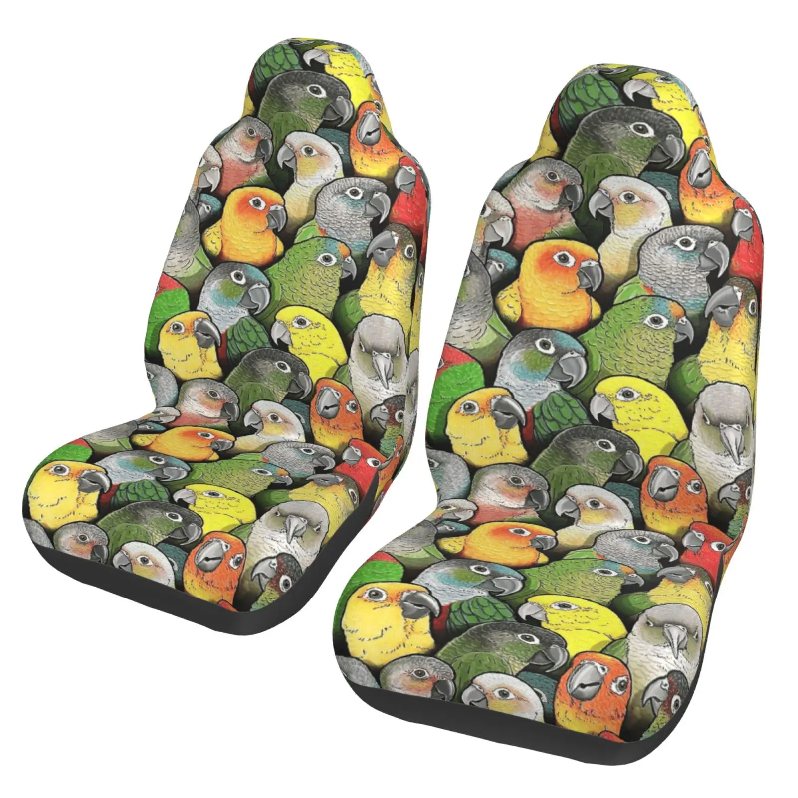 Cute Parrot Animal Print Car Seat Cover Protection Kit - 2 Pieces - Suitable for All Seasons for Car Seat Protection
