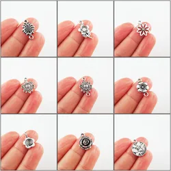 Fashion New Sunflower Star Rose Flower Charms Tibetan Silver Plated Pendants For Gifts Jewelry