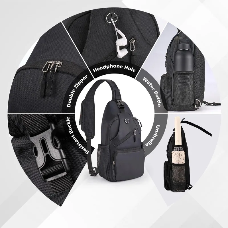 Luggage Bags Sling Bag for men Crossbody Shoulder Backpack Chest Bag Travel Hiking Daypack
