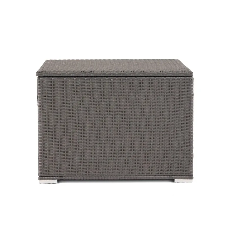 Dark Gray Rattan Outdoor Storage Box with Lid Waterproof Patio Cushion Organizer Multifunctional Garden Storage Chest Furniture