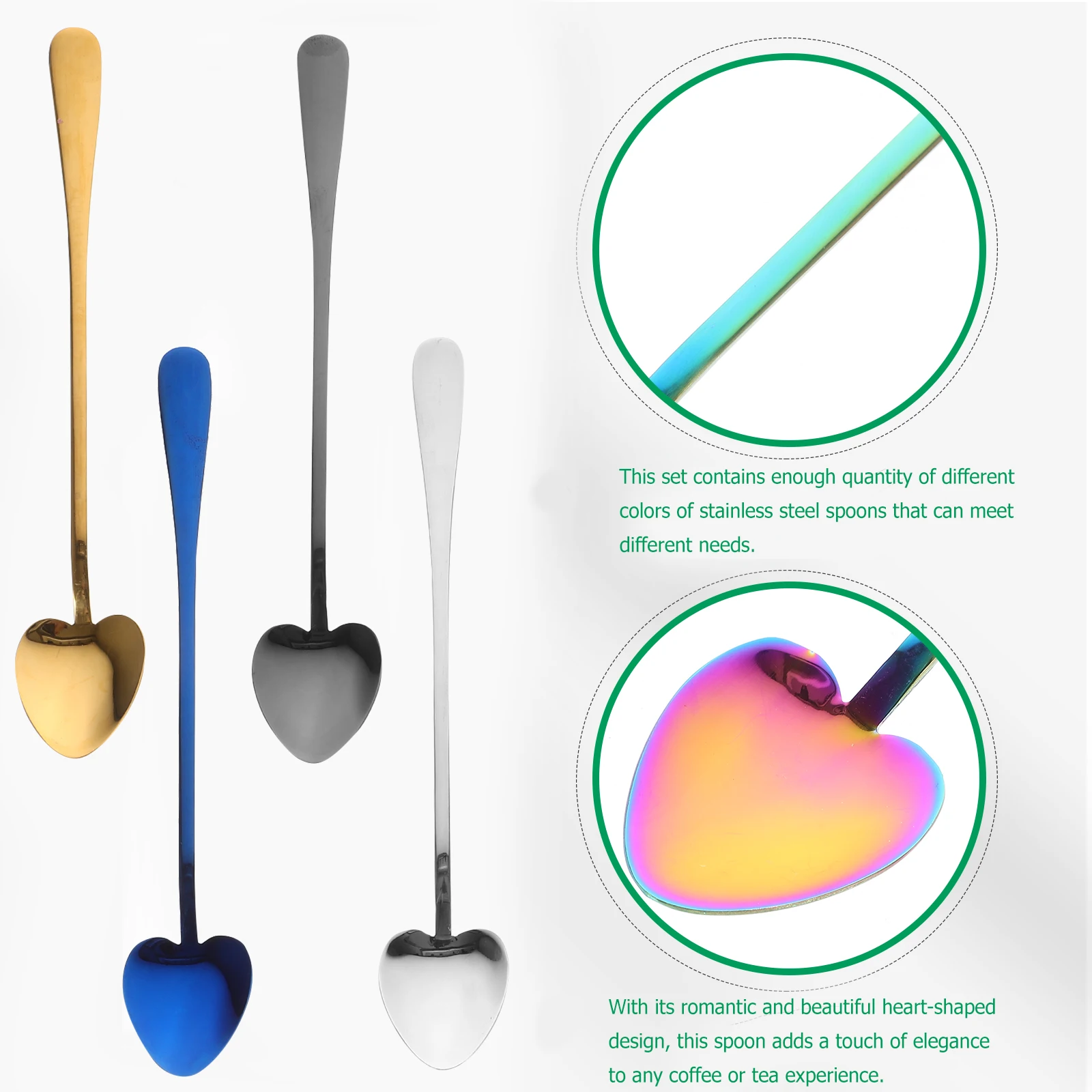 

7 Pcs Heart Shaped Coffee Spoon Stainless Steel Love Scoop Small Kitchen Teaspoon Soup Stirring Spoon Wedding Favor