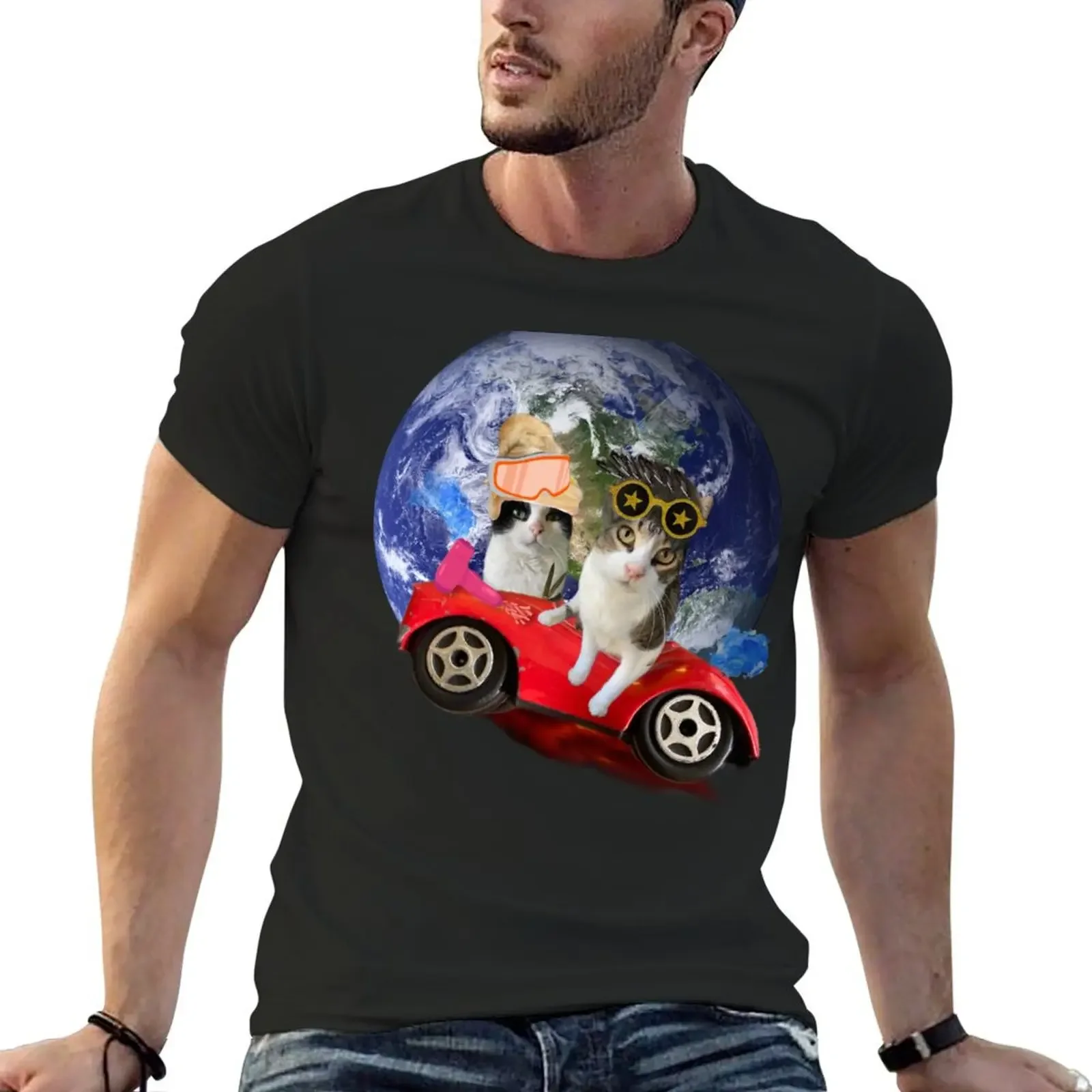 

Cutout shape Ernie and Zora go worldwide T-Shirt man t shirt plus sizes slim fit t shirts for men