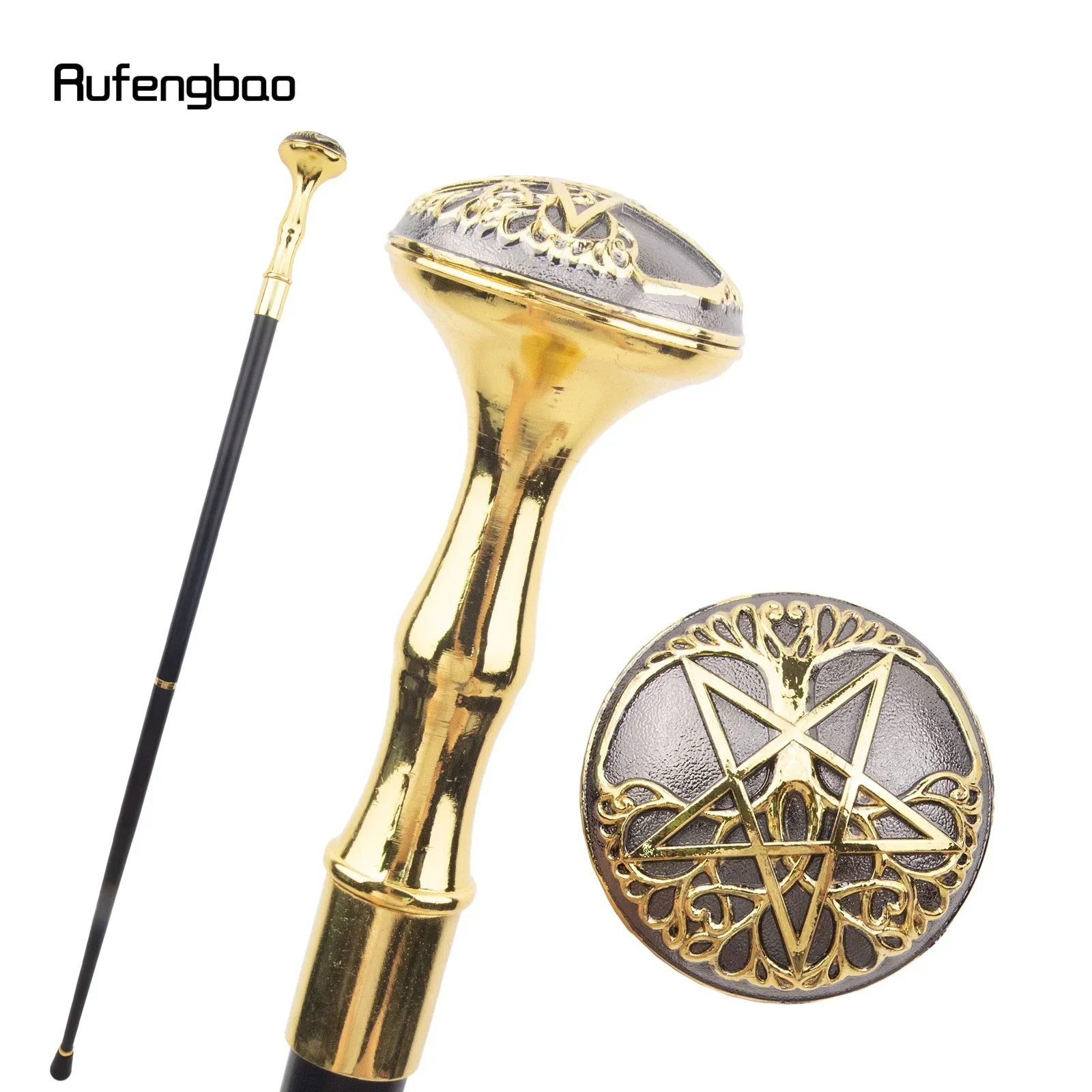 Five Pointed Star Tree Totem Relief Walking Cane Performance Stage Cane Decorative Stick Halloween  Parties, For Cosplay & Party