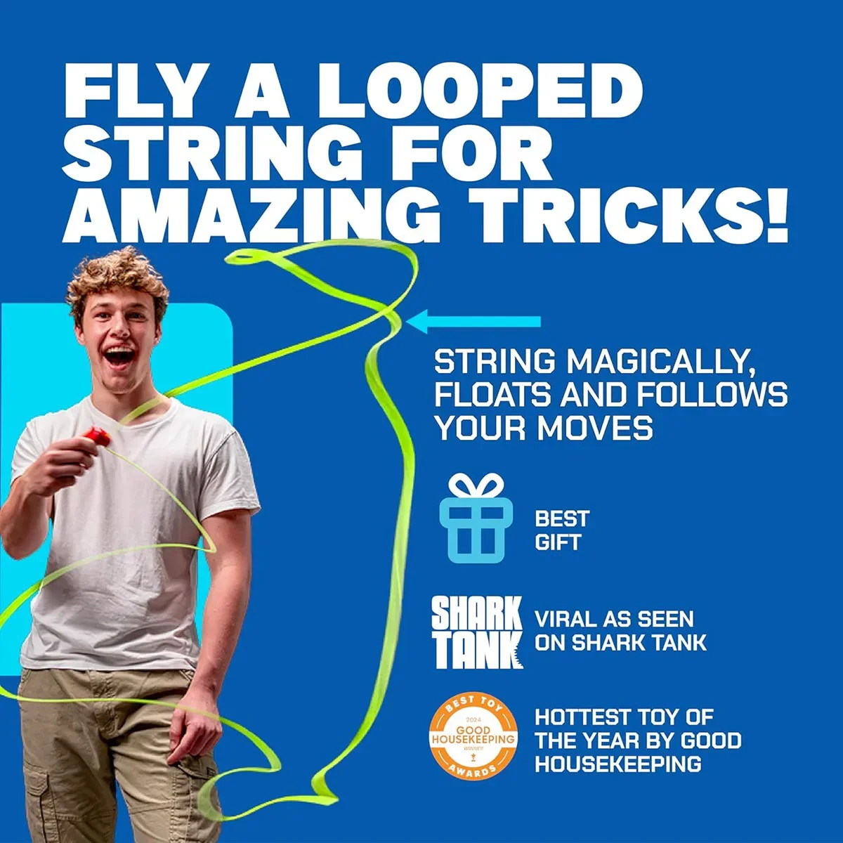 .Glowing Rope Launcher Toy a flying rope loop in the air, brings endless tricks and fun, suitable for outdoor festival party int
