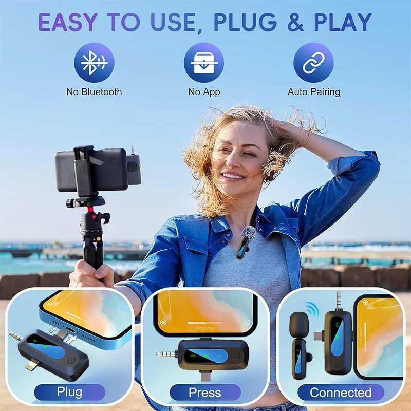 4 in 1 Wireless Lapel Microphone Lavalier Studio Microfono Solapa Inalambrico Mikrofon Do Komputera For Mobile Iphone Camera PC