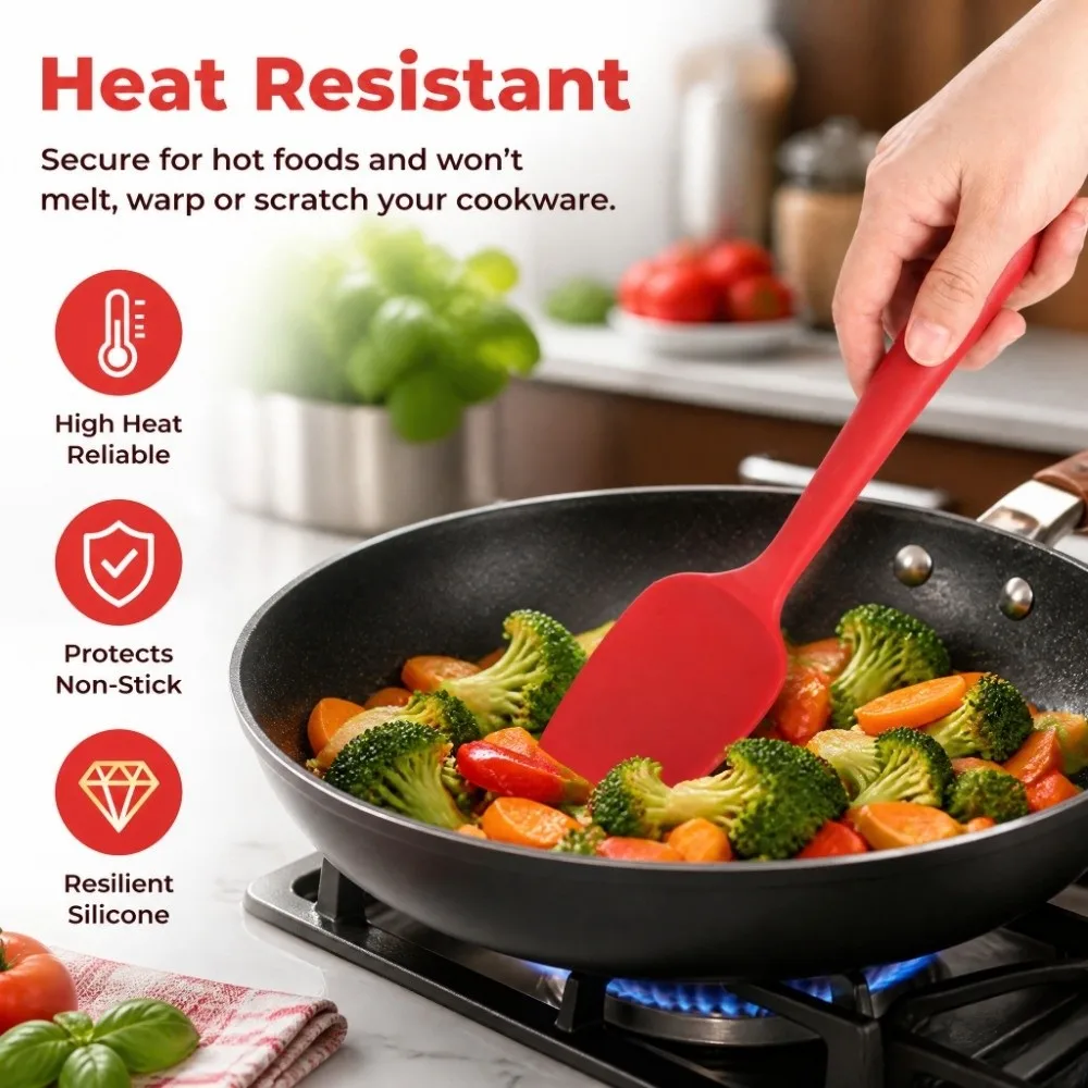 6PCS Food Grade Silicone Silicone Spatula Set Non Stick Heat Resistant Rubber Spoon Spatula Dishwasher Safe Seamless