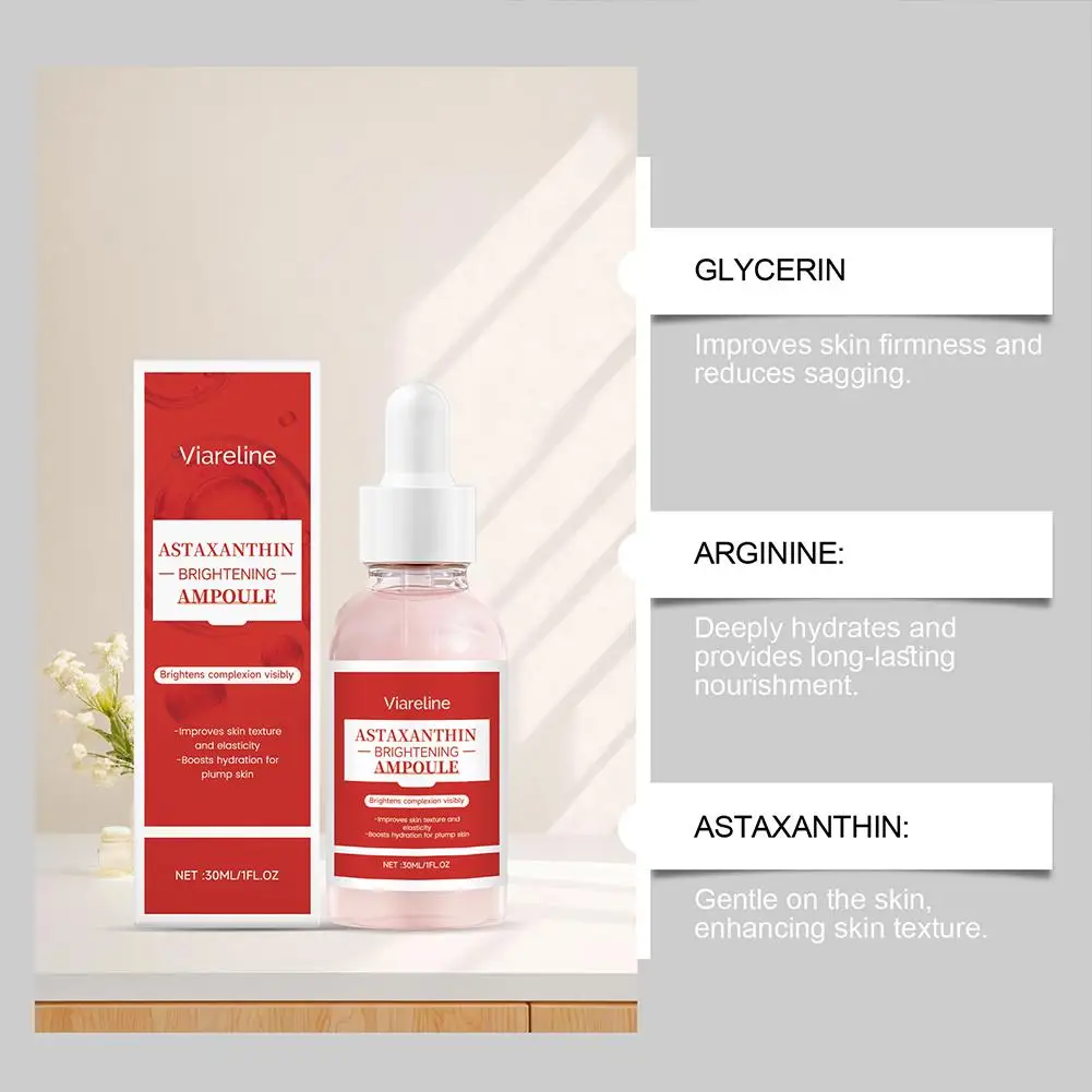 30 مللي فيارلين أستازانتين اشراق أمبولة تحسين نسيج البشرة بشكل واضح ترطيب البشرة جوهر أصلي العناية بالوجه