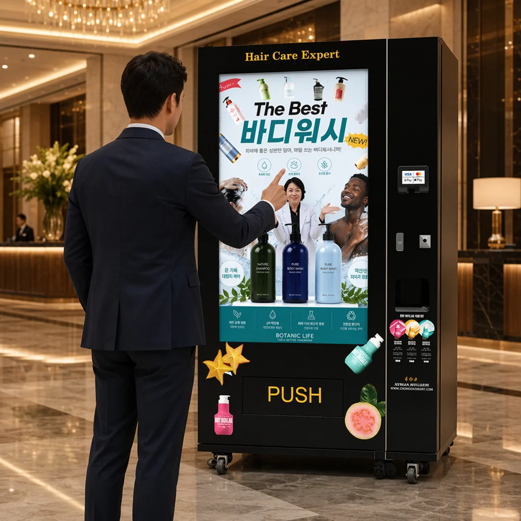 24-Hour  Personal Care Products Smart Vending Machine 55-Inch Screen Coin QR Code Token & SDK with Credit Card Pay Options