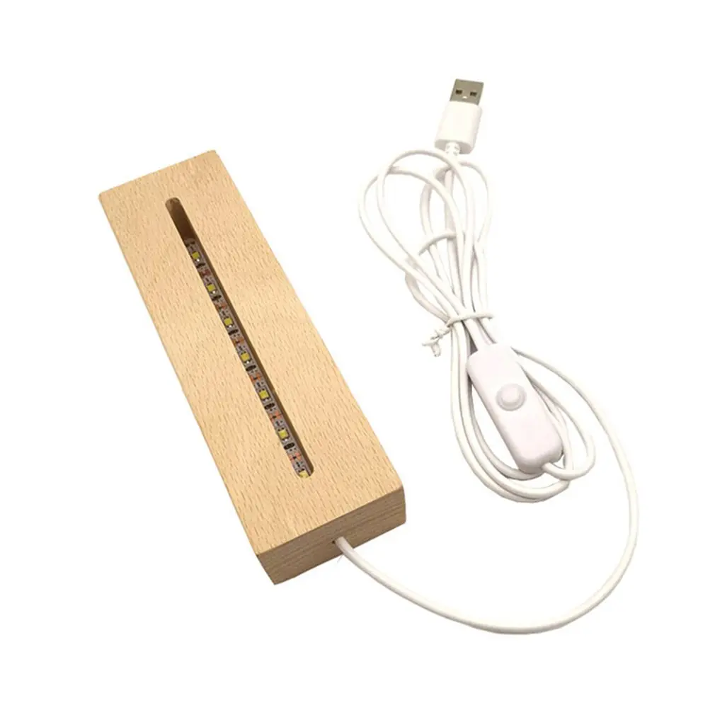 

15CM 3D Led Night Light Wooden Led Lamp Base USB Rechargeable DIY Night Lamp Base Wedding Gift for Crystal Acrylic Board Display