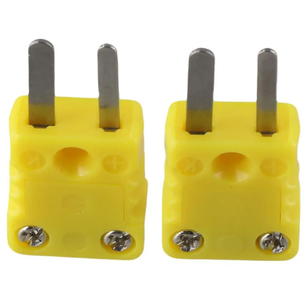 2Pcs -200-1300℃ K Type Thermocouple Connector Plastic Yellow Mini Male Plug Adapter Plugs for Thermocouple