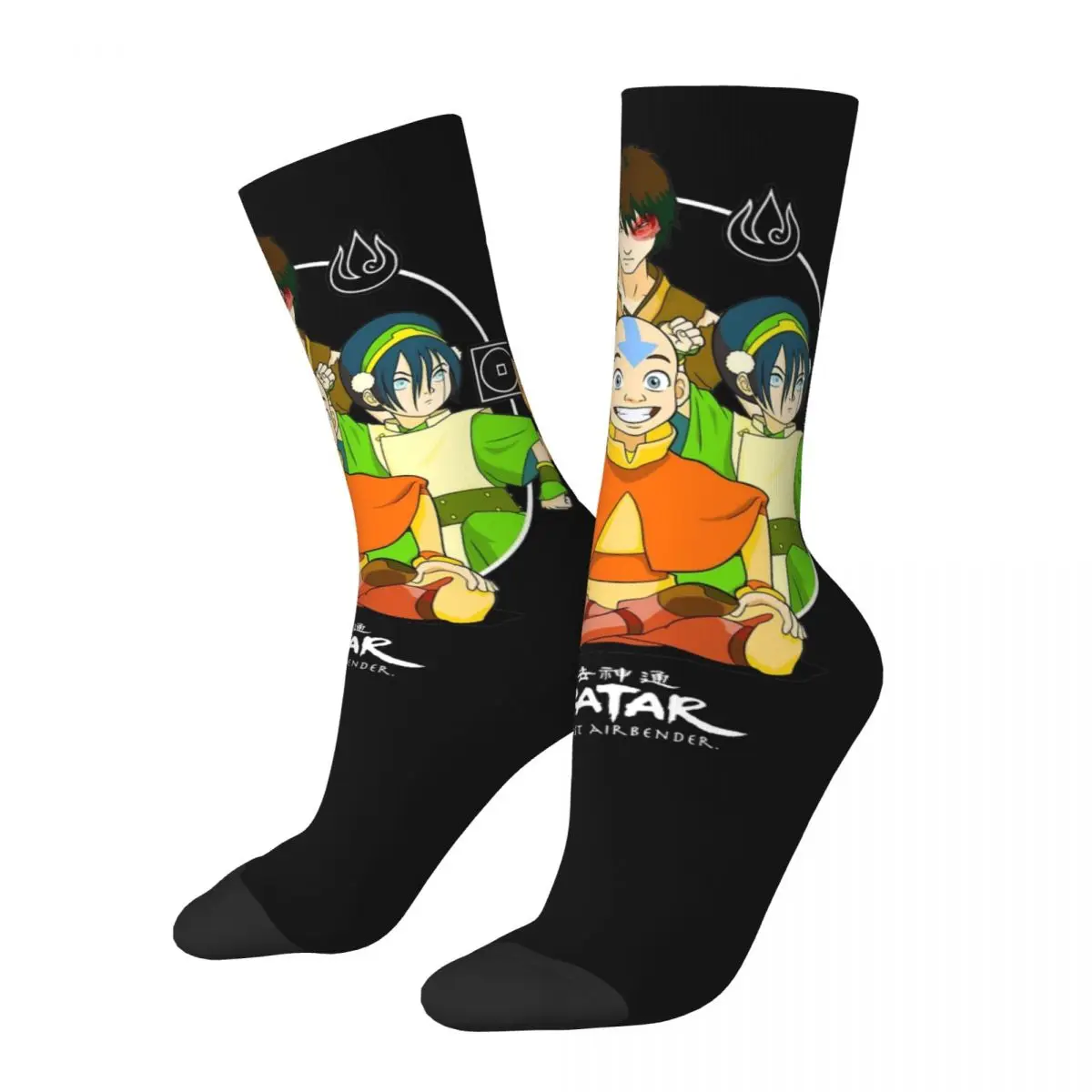 Harajuku Avatar The Last Airbender Football Socks Group Nations Master Class Polyester Long Socks for Women Men Non-slip