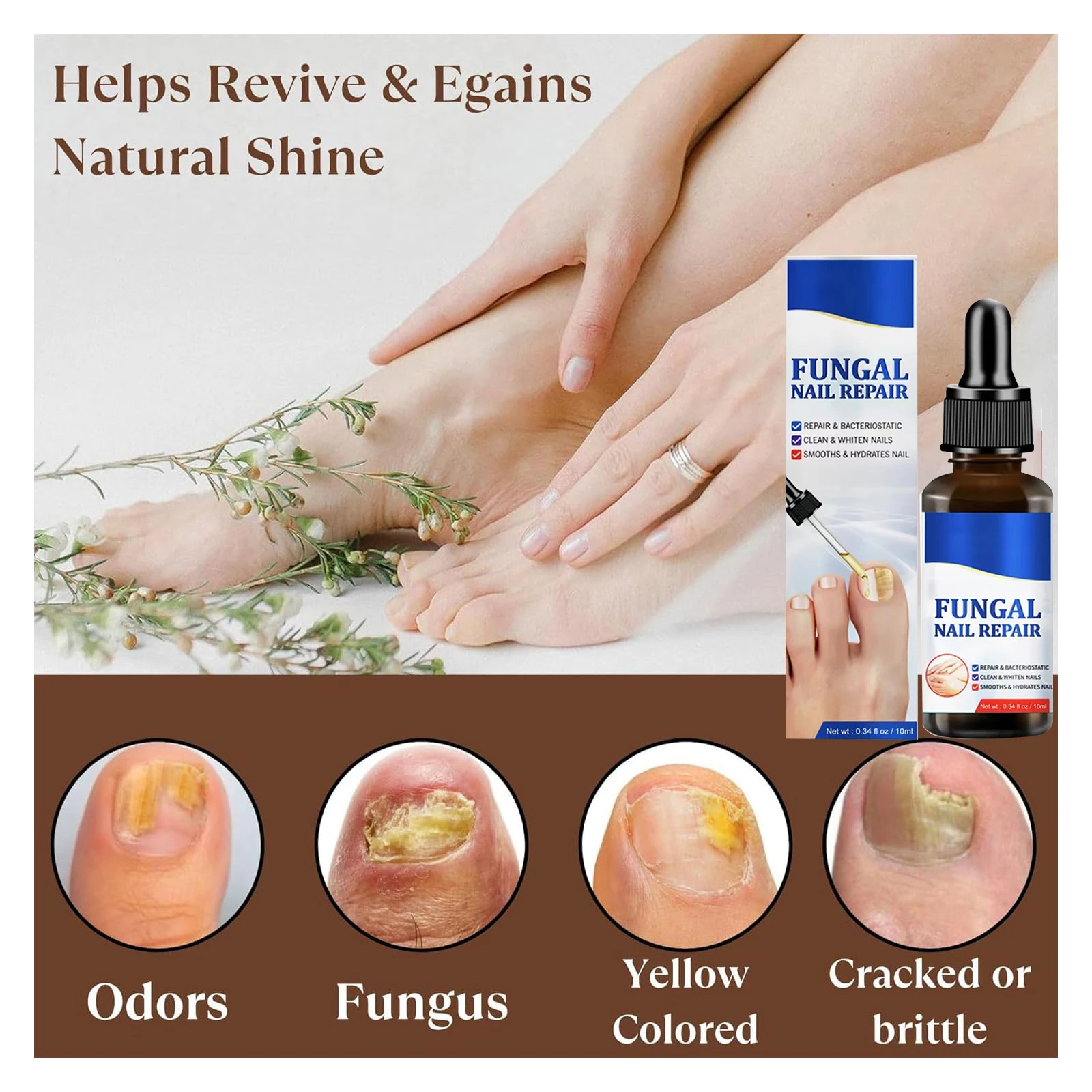 Fungal Nail Treatment Oil Foot Repair Essence Toe Nail Fungus Removal Gel Anti Infection Cream Fungal Nail Removal 10ML