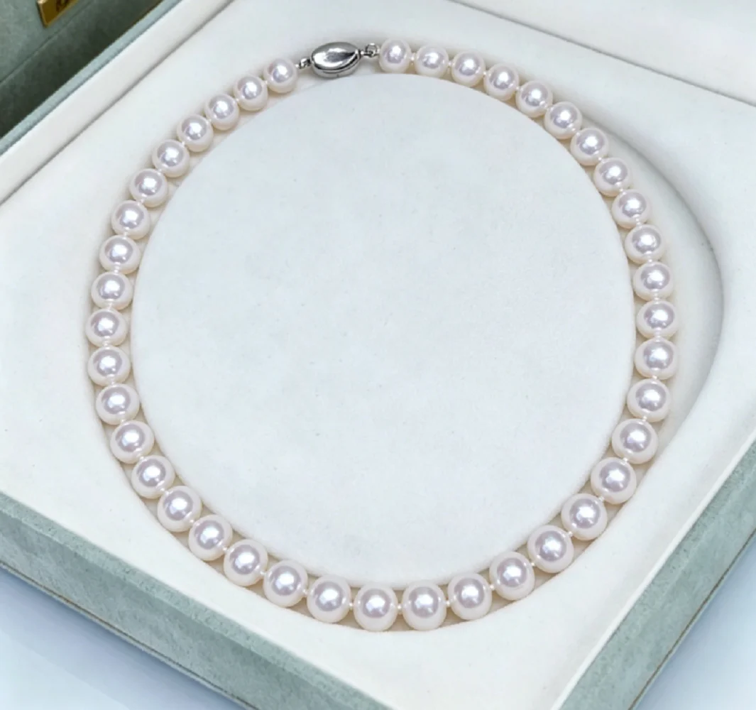 Classic Necklace AAAA 10-11mm/11-12mm Natural White Pearl Necklace, 16in/18in/925s - Customizable Size Available