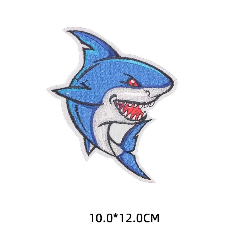 Summer Shark Dolphin Patch Iron on Shark Patch per abbigliamento t-shirt fai da te Applique adesivi a trasferimento termico strisce sui vestiti