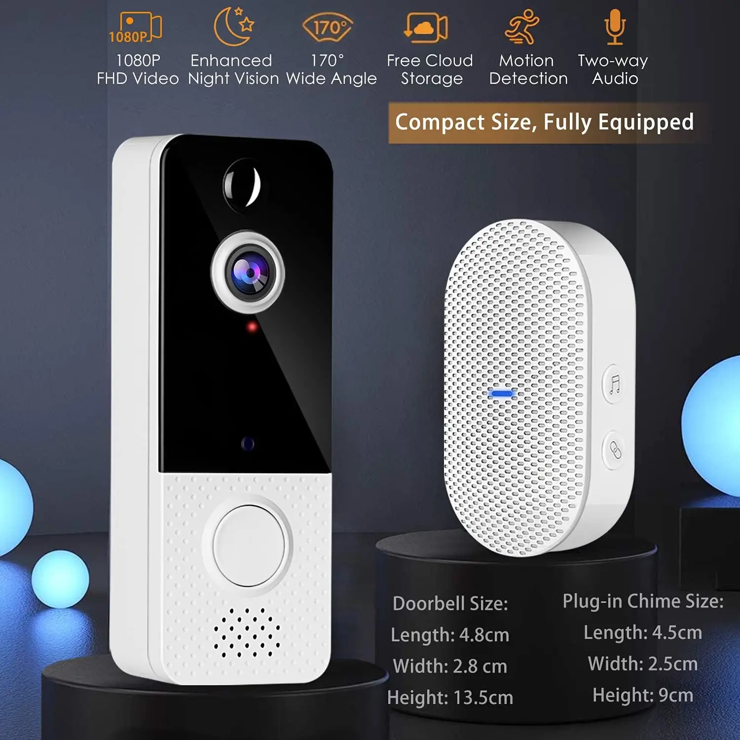 Video Doorbell Camera (2022 Newest Version 1080P FHD Wireless Doorbell Camera with ChimeWide AngleTwo-Way AudioIP66 Waterproof