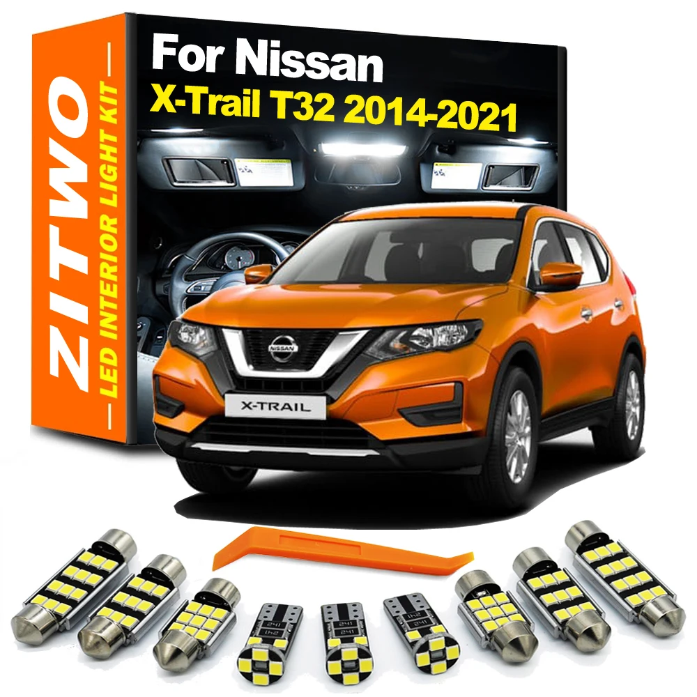 ZITWO 9Pcs LED Interior Light Kit For Nissan X-Trail Xtrail T32 2014 2015 2016 2017 2018 2019 2020 2021 LED Bulb Accessories