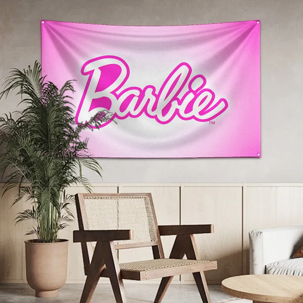 Cartoon Flag Polyester Digital Printing Banner 4 Sizes for Garage Wall Art Out Door Decoration B-Barbies With Brass Grommets