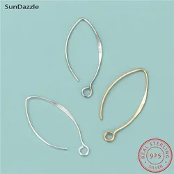 Genuine Real Solid 925 Sterling Silver Earring Hooks Gold Ear Wire Settings Gold Jewelry Making Findings Components 30mm