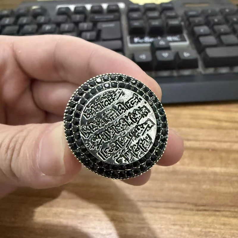 خواتم الخاتم التركية للرجال من Huaya نقوش إسلامية تقليدية كلاسيكية إسلامية خاصة خاتم مجوهرات بمزاج فريد #4