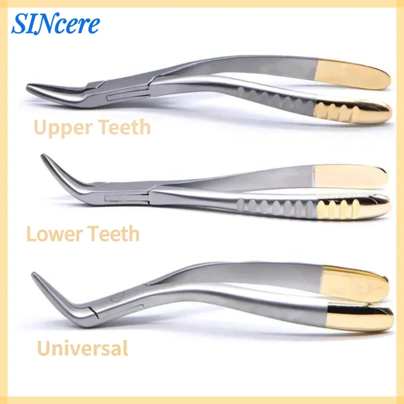 1PC Dental Residual Root Tweezers Tooth Extraction Forceps Curved Maxillary Mandibular Teeth Universal Pliers Dentist Tools