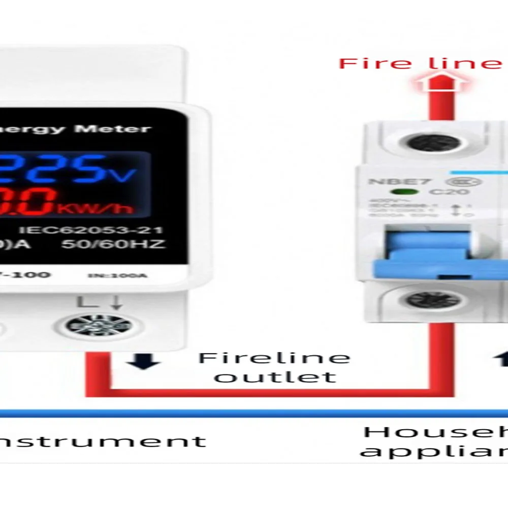 

Single Phase Multifunctional 100A LCD Color Digital Display Din Rail Electricity Meter Voltage Ammeter Power Meter Energy Meter