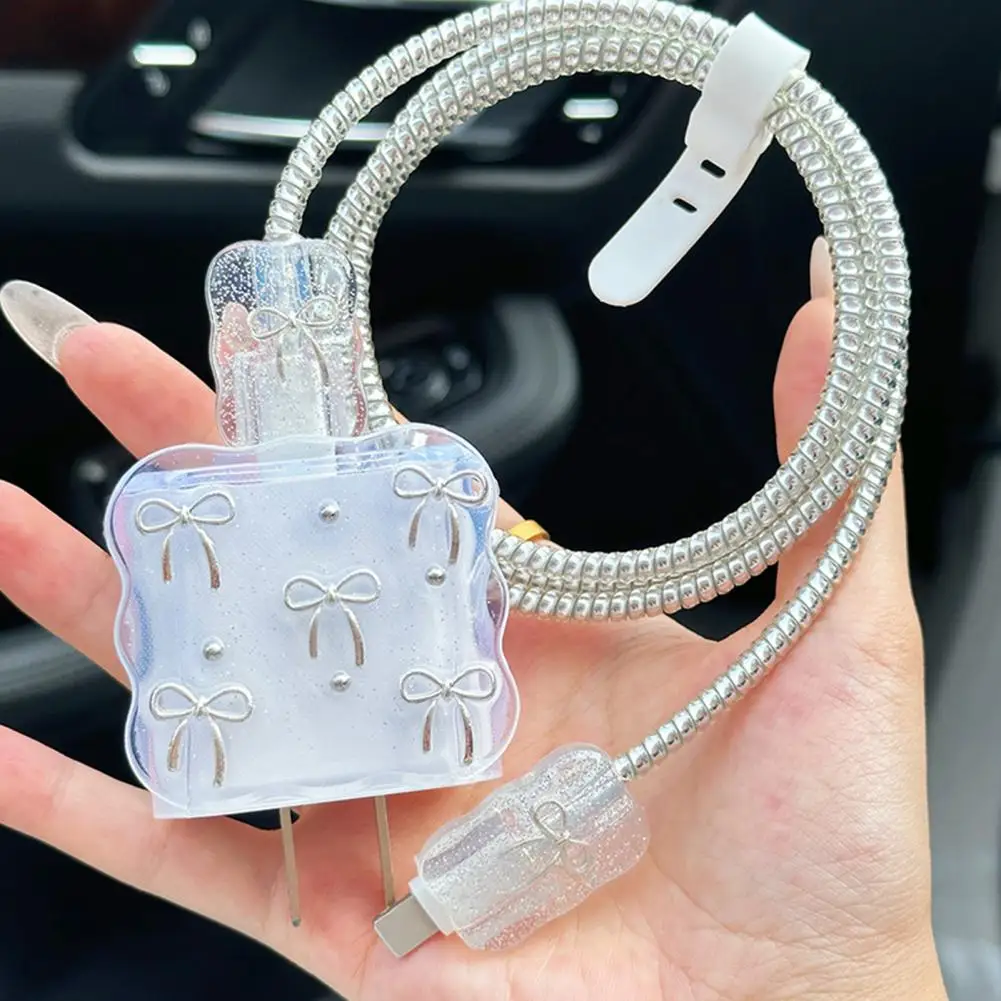 Защитный чехол для iPhone, 20 Вт, USB-C, зарядный кабель, 3D-бантик, адаптер питания, зарядное устройство, защитный чехол, защита для зарядного шнура