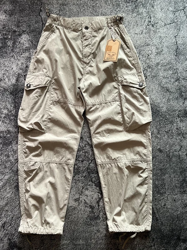 

American Retro Spring Summer Thin Multi ket Patchwork Straight Leg Workwear Pants Loose Elastic Casual Trousers for Men