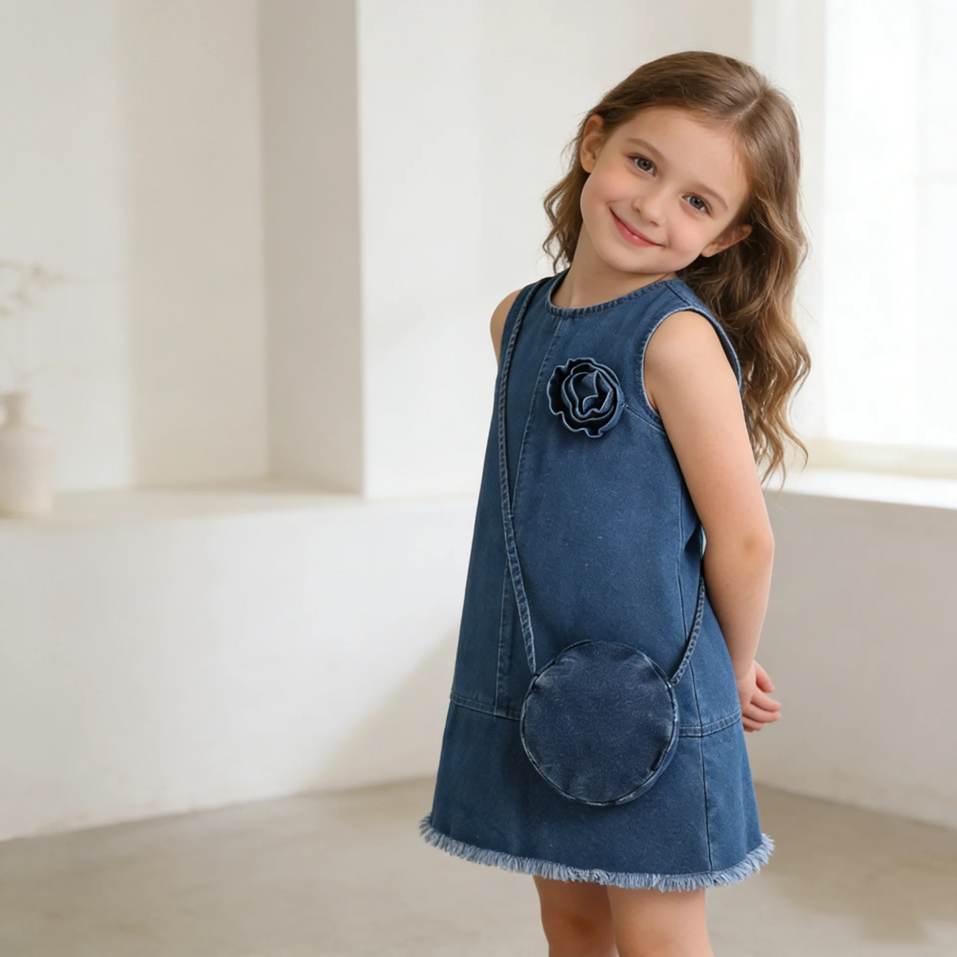 2026 New Summer Cute Girls Sleeveless Dress & Bag 2PCS Fashion Kids Outfit for 4-8Y 6