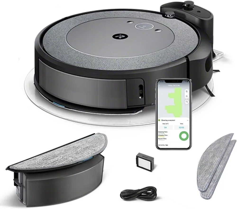 iRobot Roomba Combo i5 Robot Aspirador y friegasuelos 2en1 con depósito Mixto - Cepillos Goma y sensores de Suciedad