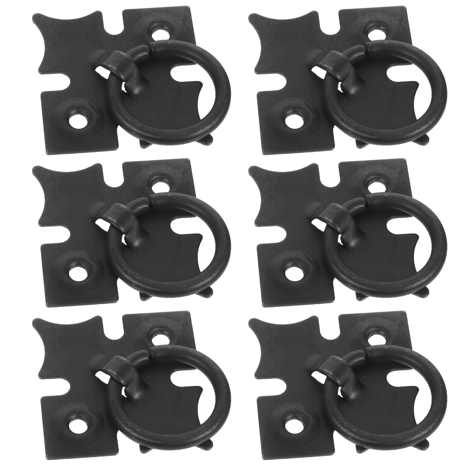 

6pcs Retro Drawer Pulls Black Metal Cabinet Handles Vintage Style Dresser Hardware Single Hole Pull Ring For Furniture Durable
