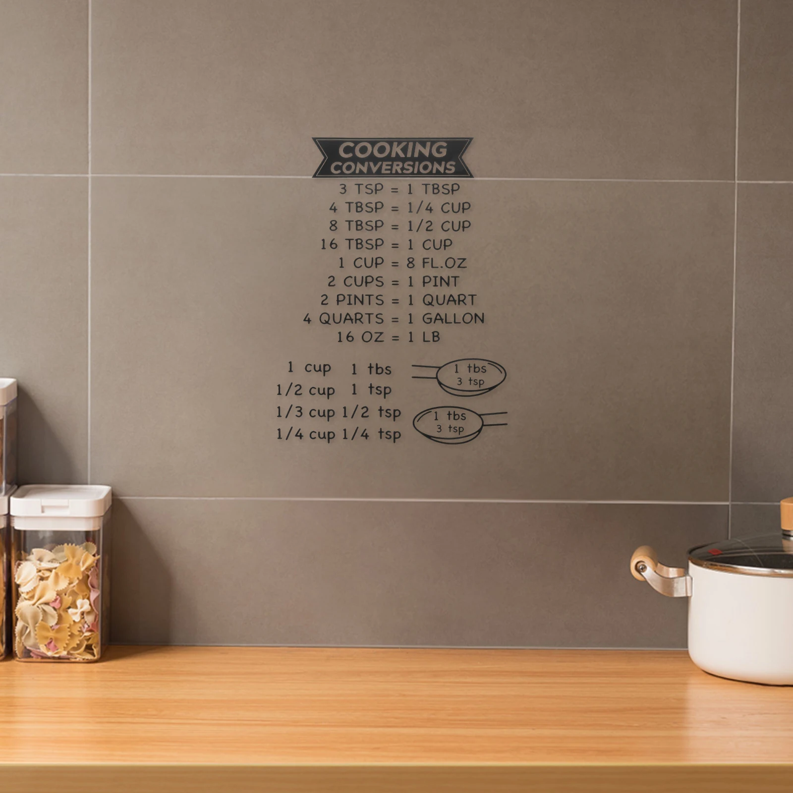 Tabla de conversión de medición de cocina, herramienta de onzas a tazas, mililitros, gramos, guía de cocina para hornear, convertidor de volumen compacto, 2 uds.