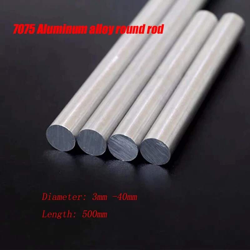 

7075 Solid Aluminum Round Bar 500mm Length Metal Rod Diameter 3mm to 40mm