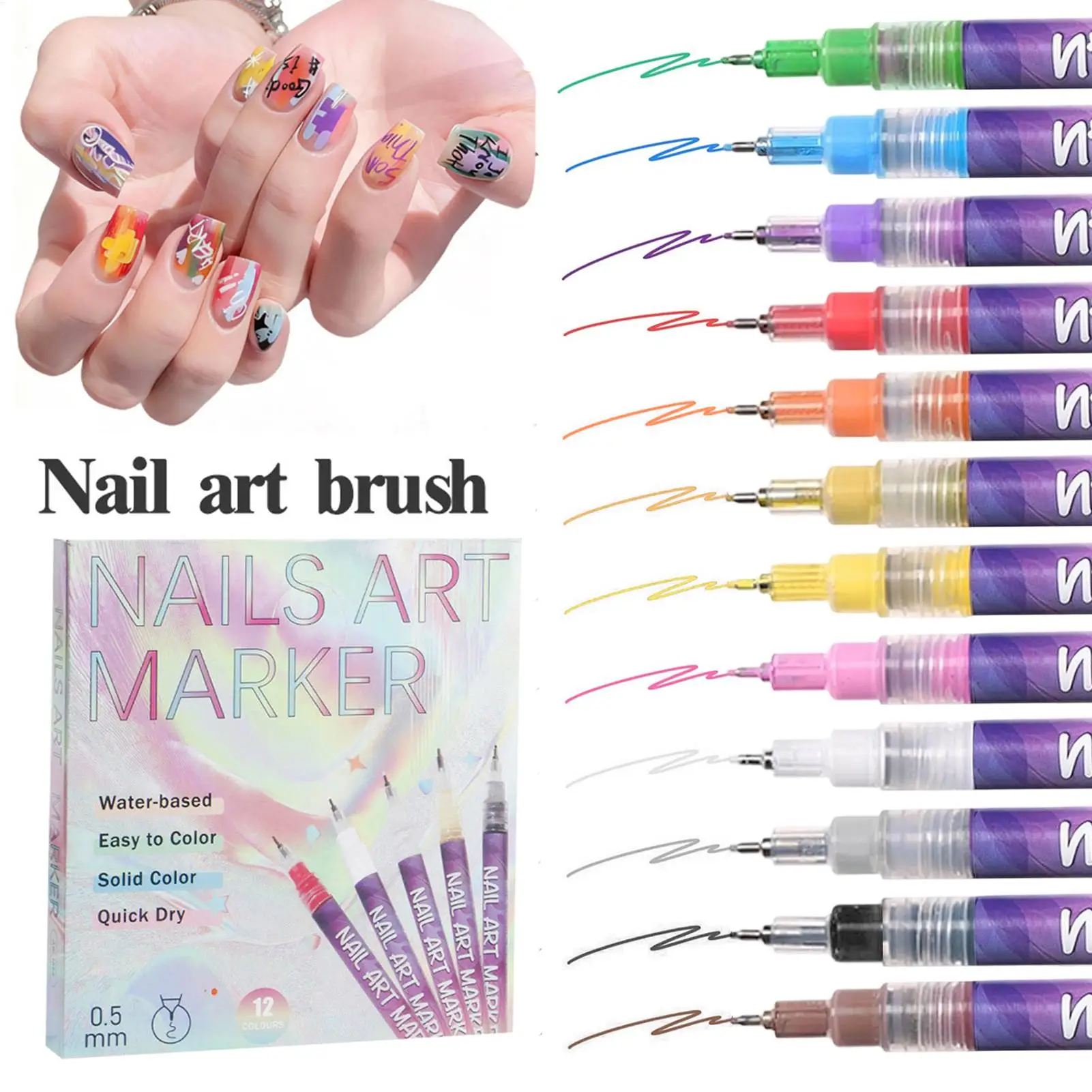 

NEW One Set Nail Arts Drawing Graffiti Nail Polish Waterproof Painting Liner Pen DIY 3D Abstract Lines Flower Nail Manicure Tool
