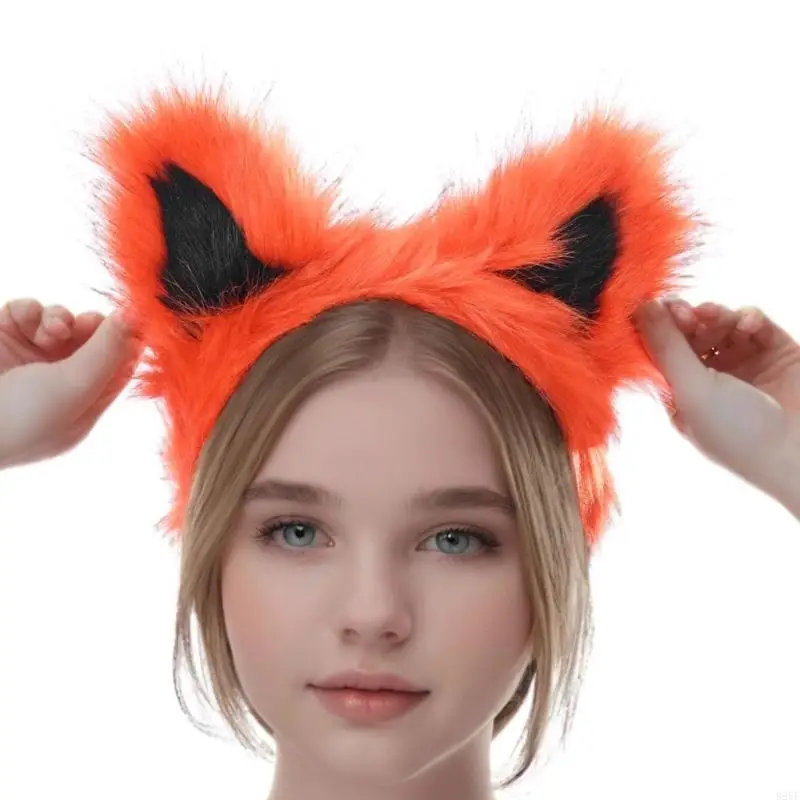 

B95F Cats Foxes Wolf Ears Headband Animal Ears Hair Hoop for Halloween Party Costume