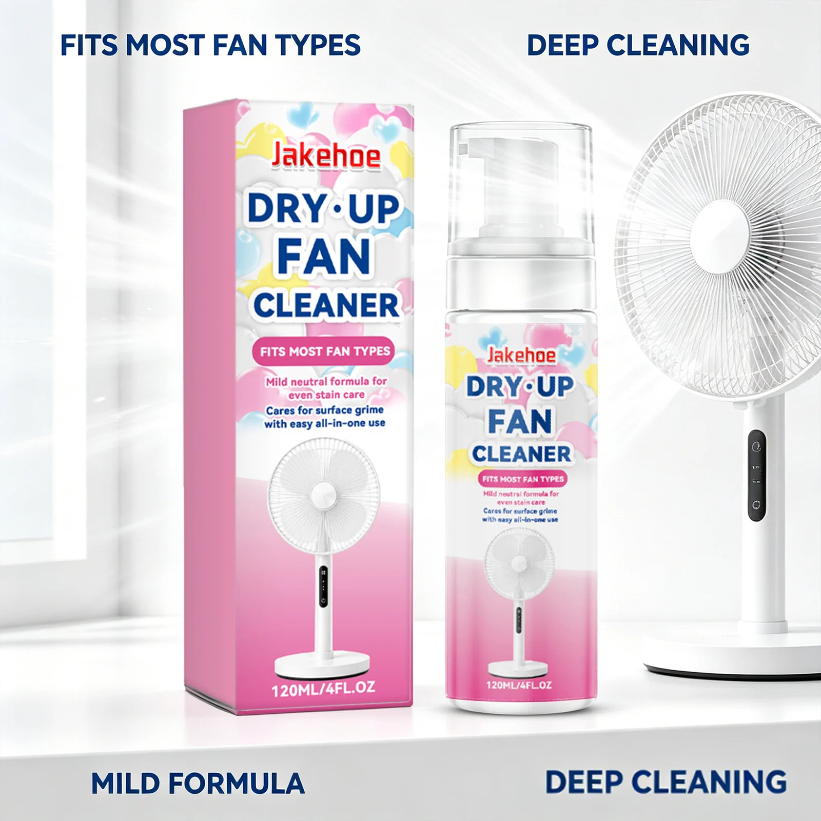 Jakehoe Fan Cleaning Spray Removing Dust & Grime Fits Most Fan Types Mild Neutral Formula Household Electric Fans Foam Cleaner