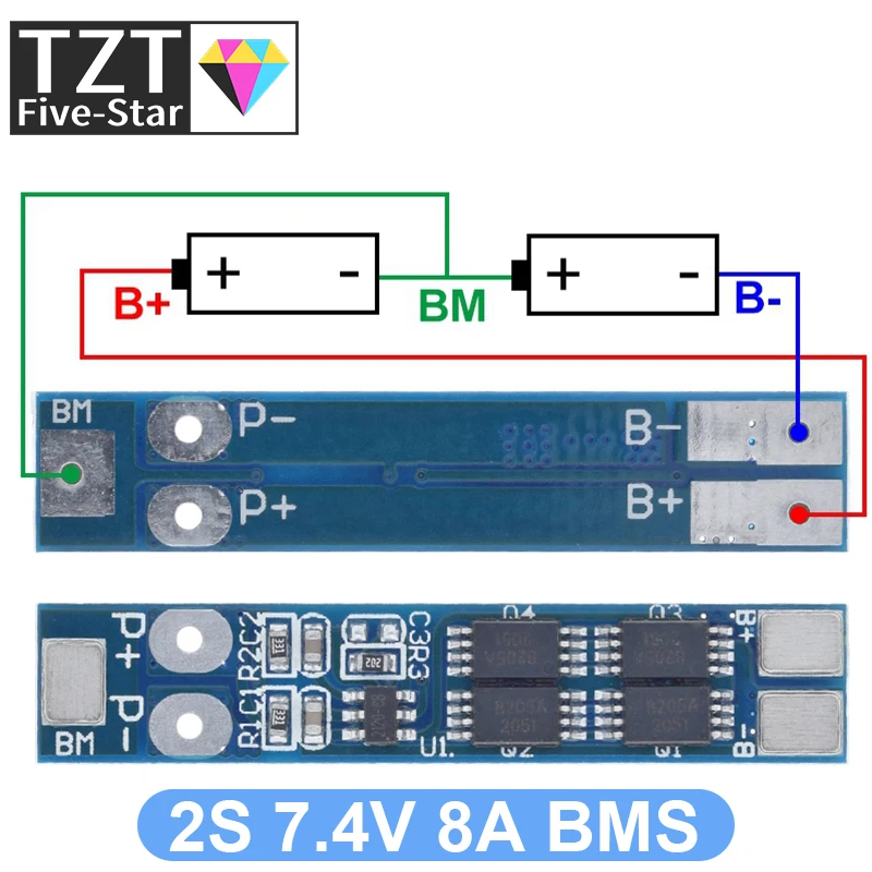 1/3/5PCS 2S 7.4V 8A Li-ion 18650 Lithium Battery charger protection board 8.4V overcurrent overcharge / overdischarge protection