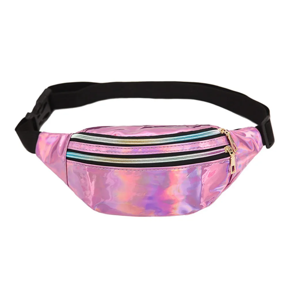 Holographic Fanny Pack Hologram Waist Bag Women Belt Bag for Party Travel Laser Beach Travel Banana Hip Bum Zip Waist Bags