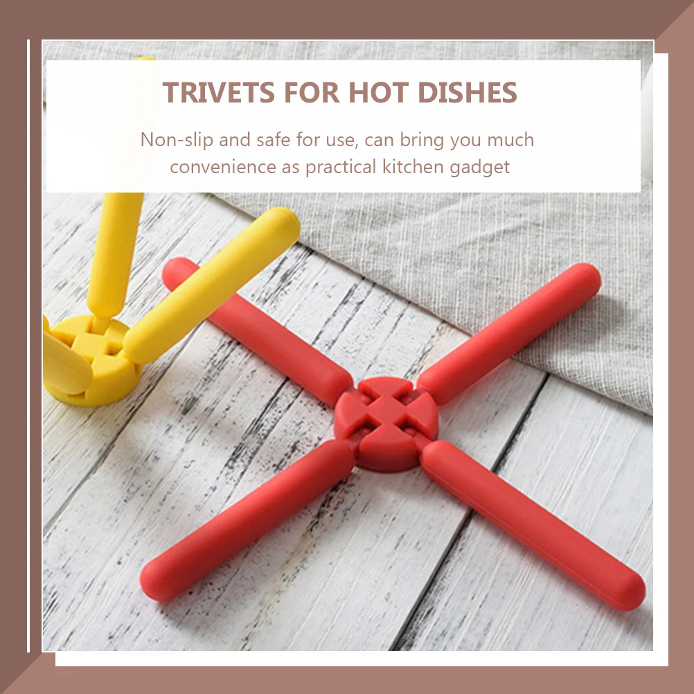 

2pcs Silicone Trivets Heat Resistant Non-Slip Kitchen Mat For Pots Pans Microwave Dishes Foldable Lightweight Countertop