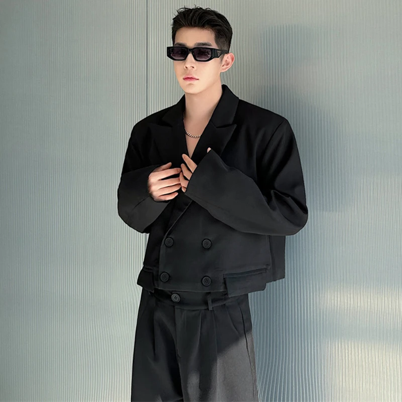 LUZHEN Elegant Fashion Korean Double Breasted Short Outerwear Men\'s 2025 New Trendy Street Handsome Versatile Suit Jacket LZ7171