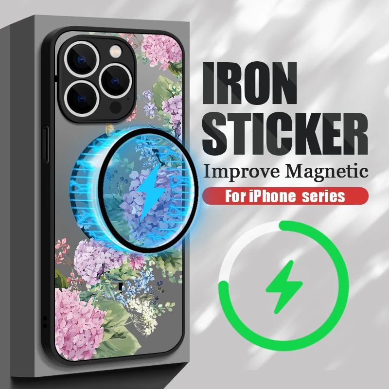 Durchscheinende, matte Handyhülle für iPhone 18, 17, 17e, 16, 15 Pro, 14, 13 Pro Max, mit Magsafe-Funktion, bunter Blumenmuster-Druck auf der Rückseite. – Detail 12