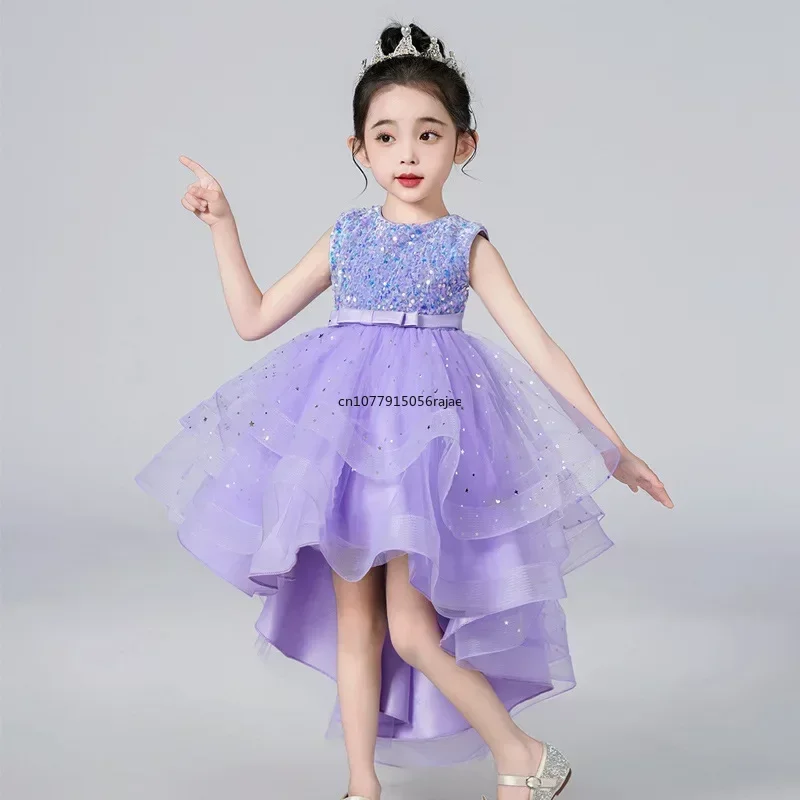 Dresses Kids Old Youth Girl Prom Party Children Luxury Evening Long Gown Sequin Lilac Clothes bridesmaid dresses